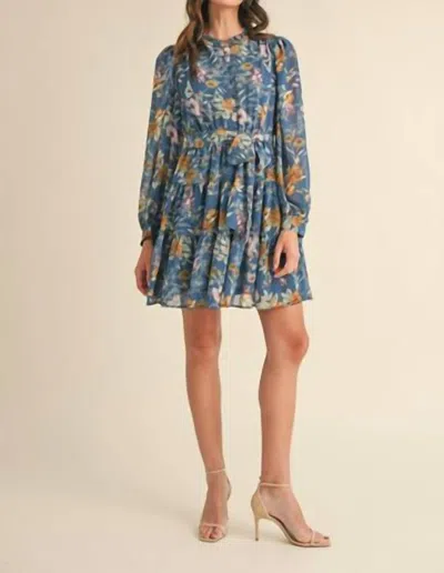 Merci Floral Puff Sleeve Dress In Midnight Multi Floral