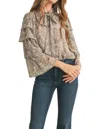 Merci Floral Tiered Top In Light Gray In Multi