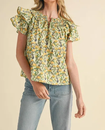 Merci Floral Top In Yellow