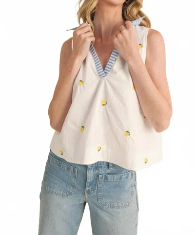 Merci Fruit Pattern Shirt Collar Sleeveless Top In Cherry In Red