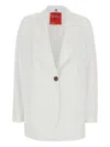 Merci White Jacket With Classic Lapels And Welt Pocket On The Chest In White