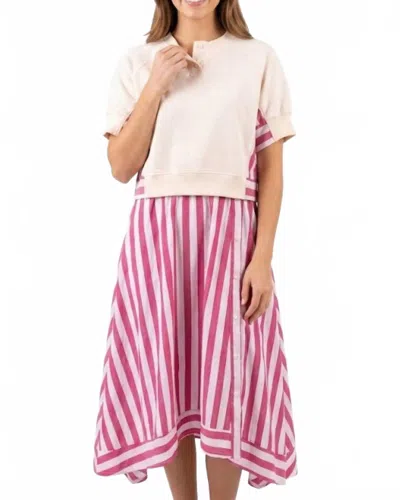 Merci Game Day Stripe Dress In Red In Multi