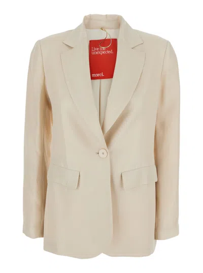 Merci Jacket G343csand With Front Closure And Pockets In Beige Women In Neutral