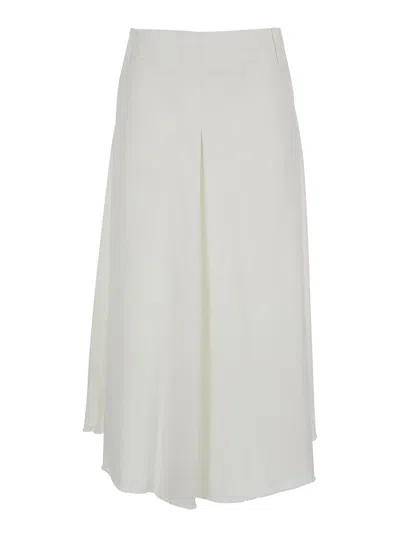 Merci Luna Dress With Pleats And High Waist In White Women