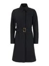 Merci Black Trench Coat With Classic Collar And Adjustable Belt In Fabric Woman In Black