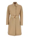 Merci Beige Trench Coat With Classic Collar And Adjustable Belt In Fabric Woman In Brown