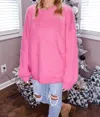 Merci Harper Fuzzy Eyelash Sweater In Pink In Pink