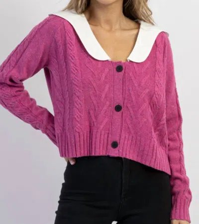 Merci Harper Scalloped Collar Sweater In Pink