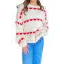 Merci Heart Pattern Sweater In Ivory, Red In Multi