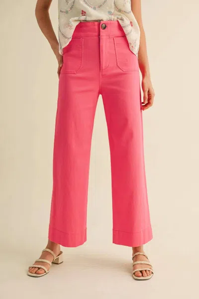 Merci High Waist Cropped Wide Leg Pants In Berry Pink In Multi