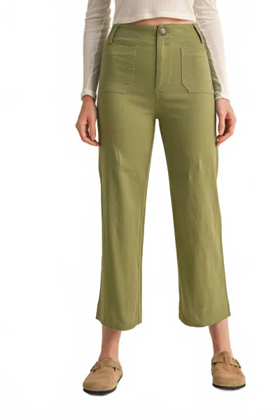 Merci High Waist Cropped Wide Leg Pants In Sage Olive In Green