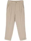 Merci High-waist Tailored Cropped Trousers In Neutrals