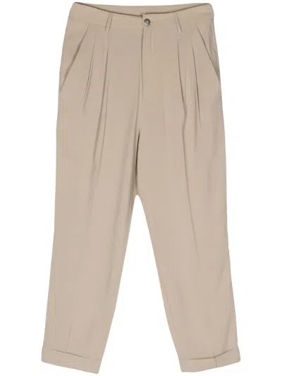 Merci High-waist Tailored Cropped Trousers In Neutrals