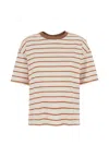 Merci Horizontal-stripe T-shirt In Brown
