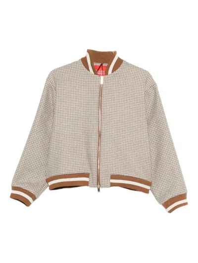 Merci Houndstooth Striped Bomber Jacket In Multi