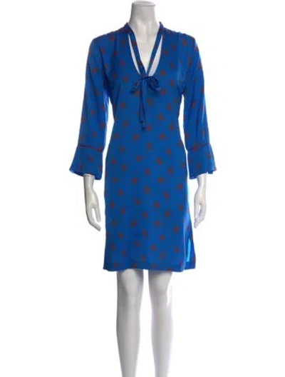 Pre-owned Merci Italia Floral Print Mini Dress In Blue