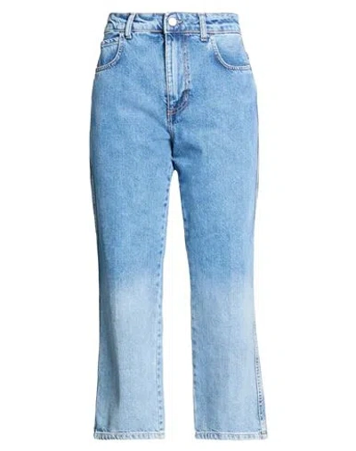Merci Italia Rose Woman Jeans Blue Size 30 Cotton In Animal Print