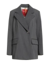Merci Italia Woman Blazer Charcoal Size 8 Polyester, Viscose, Wool, Elastane