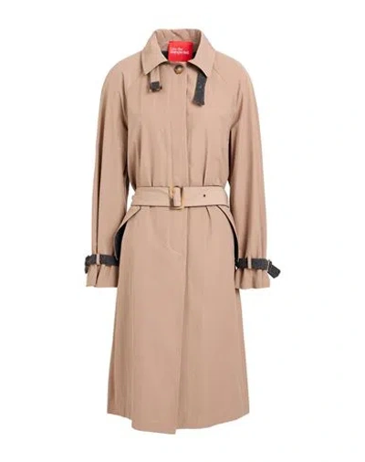 Merci Italia Woman Overcoat & Trench Coat Beige Size 10 Polyester, Cotton