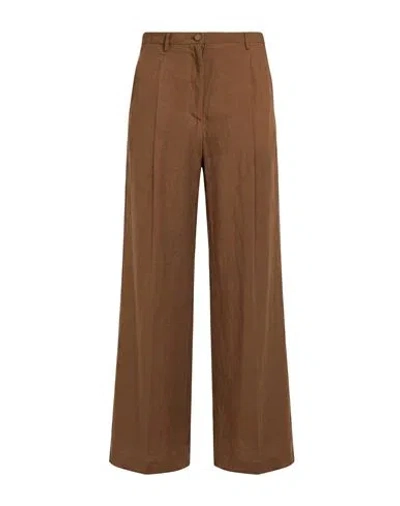 Merci Italia Woman Pants Light Brown Size 10 Viscose, Linen