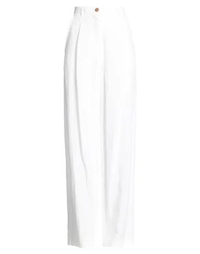 Merci Italia Woman Pants White Size 4 Viscose, Linen