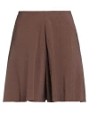 Merci Italia Woman Shorts & Bermuda Shorts Chocolate Brown Size M Modal, Polyester