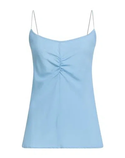 Merci Italia Woman Top Light Blue Size L Acetate, Silk, Elastane
