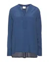 Merci Italia Woman Top Midnight Blue Size Xs Acetate, Silk In Blue