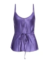 Merci Italia Woman Top Purple Size L Polyester, Elastane
