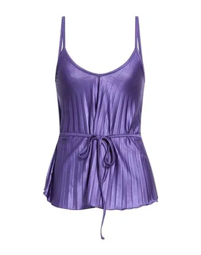 Merci Italia Woman Top Purple Size L Polyester, Elastane