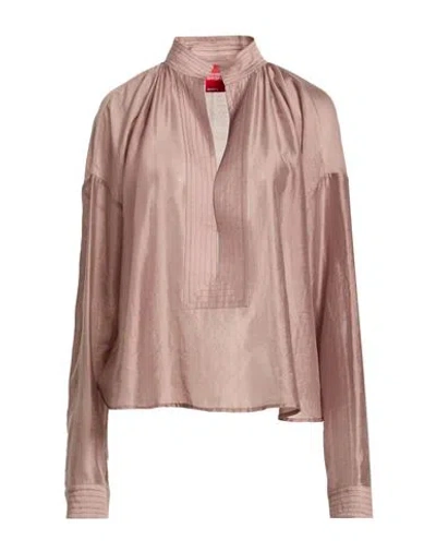 Merci Italia Woman Top Taupe Size L Lyocell, Polyester In Pink