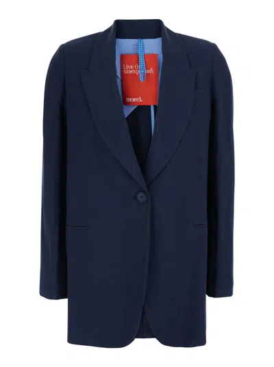 Merci Jacket G305ppblue Blue With Front Closure And Side Pockets In Tech Fabric For Men