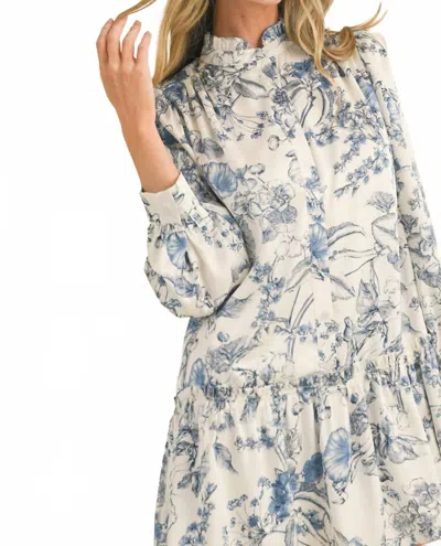 Merci Jenny Dress In White/navy In Blue