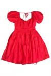 Merci Keri Eyelet Babydoll Mini Dress In Red In Red
