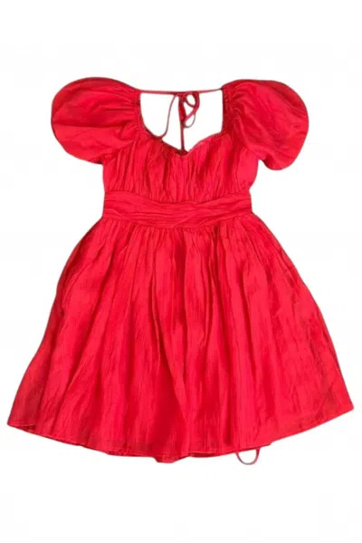 Merci Keri Eyelet Babydoll Mini Dress In Red
