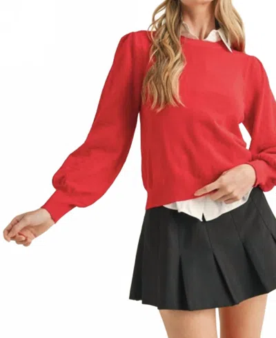 Merci Knit Pointelle Sweater In Red