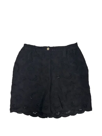 Merci Lace Scalloped-hem Shorts In Black