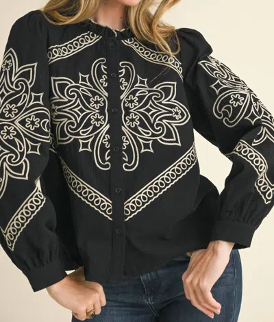 Merci Lanie Embroidered Top In Black