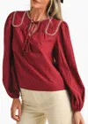 Merci Leah Blouse In Dark Maroon In Brown