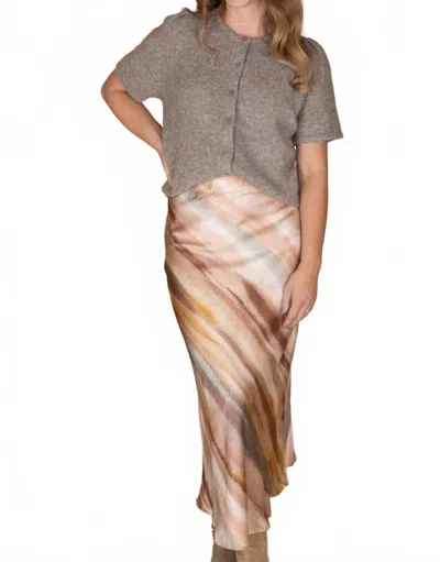 Merci Lila Satin Midi Skirt In Ombre In Multi