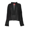 Merci Loose-fit Black Blouse With Deep V-neckline And Wide Placket In Black