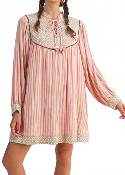 Merci Lou Striped Mini Dress In Rose Pink Stripe In Multi