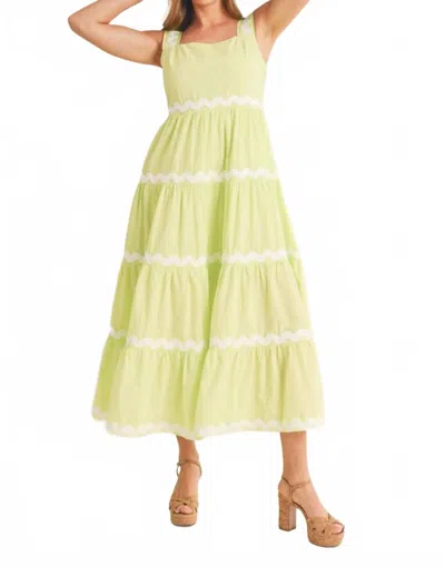 Merci Lucy Tiered Ric Rac Midi Dress In Green