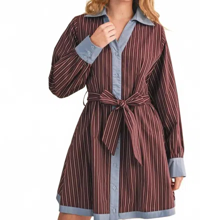 Merci Marlboro Mini Dress In Burgundy In Multi
