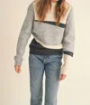 Merci Mindi Mock Neck Sweater In Grey Combo In Multi
