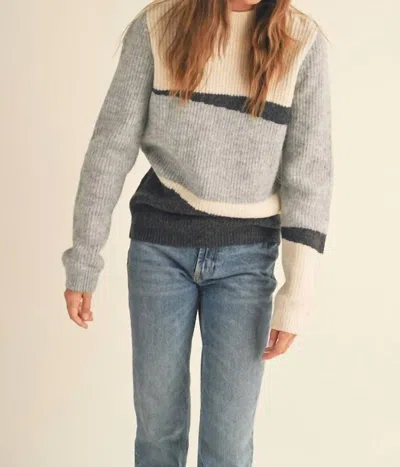 Merci Mindi Mock Neck Sweater In Grey Combo In Multi