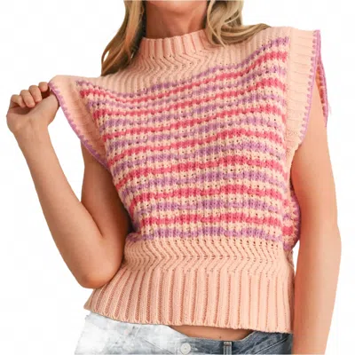 Merci Mock Neck Sweater Vest In Pink
