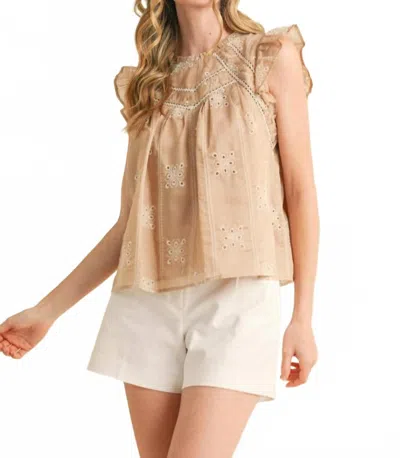 Merci Morning Sun Eyelet Top In Taupe In Brown
