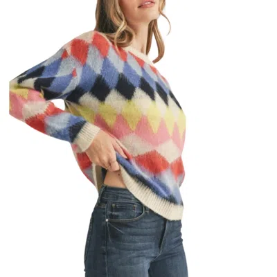 Merci Muti Diamond Knit Sweater In Blue