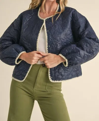 Merci Noelle Bow Embroidered Jacket In Navy In Blue